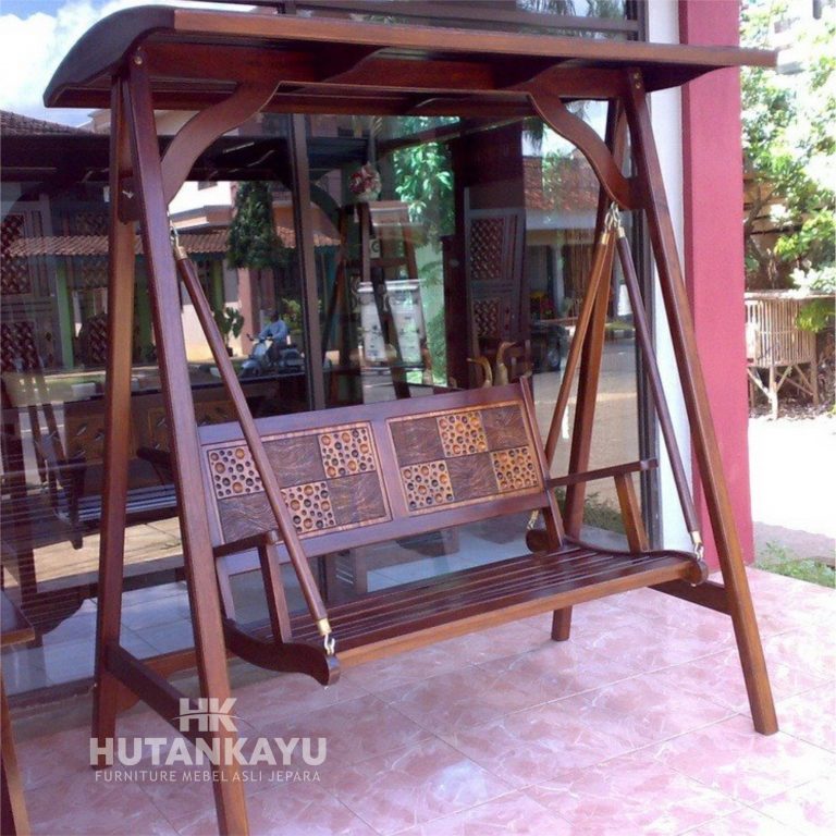 AYN003 Ayunan Jati Sandaran Motif 2 Dudukan Hutankayu Furniture Jepara Handycraft Mebel Meubel Jati Murah Jepara