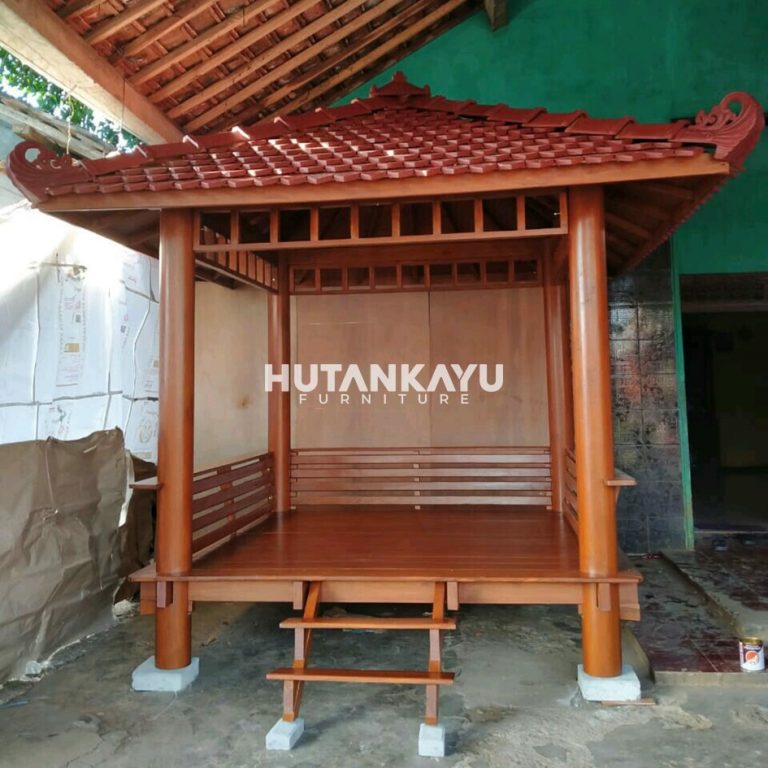 Gazebo Jati Genteng 2,5 x 2,5 Meter Hutankayu Furniture Mebel Jati Jepara